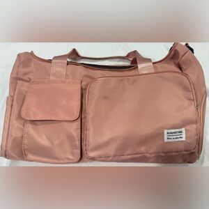 Pink Duffel Bag with Multiple Pockets